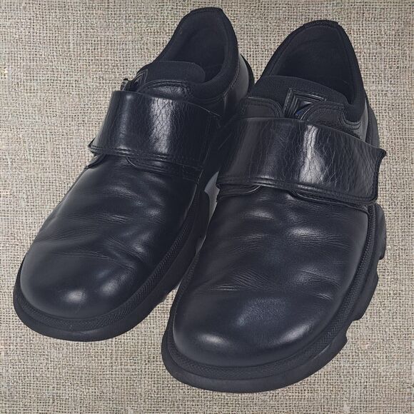 ECCO Fusion Mens Black Leather Hook and Loop Loafers Size 9 US Comfortable main image 9